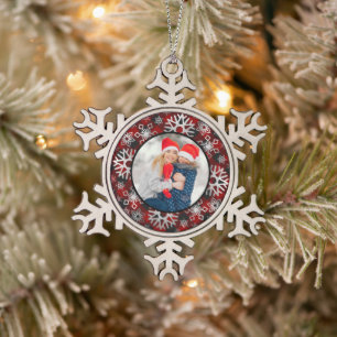 Foto-Schneeflocken-Zinn-Weihnachtsschmuck Schneeflocken Zinn-Ornament