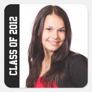 Foto Schule Jahr Abschluss memento schwarz Quadratischer Aufkleber