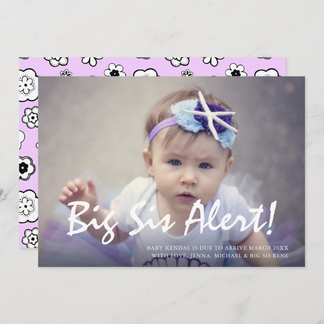 Foto Schwangerschaft Big Sister Announccard Ankündigung (Vorne/Hinten)