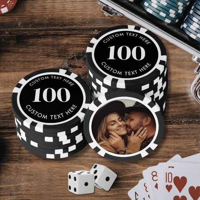 Foto Schwarz 100 nummeriert Pokerchips (Photo Black 100 Numbered Poker Chips)