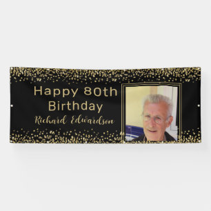 Foto Schwarz Gold 80. Geburtstag Personalisiert Banner