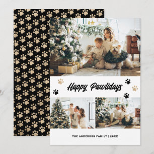 Foto Schwarz Gold Frohe Pawlidays Feiertagskarte