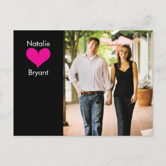 Foto Schwarz/Rosa Herz Save the Date Postkarte 2