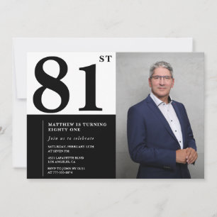 Foto Schwarz und Weiß 81. Geburtstag Einladung