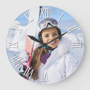 Foto Schwarz und Weiß römische Zahlen Große Wanduhr