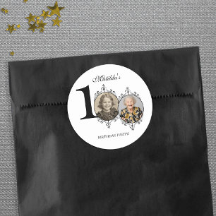 Foto Schwarz-weiß Elegant 100. Geburtstagsparty Runder Aufkleber