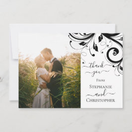 Foto Schwarz-Weiß-Festwirbel Vielen Dank Dankeskarte