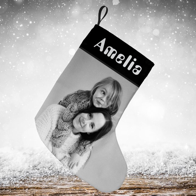 Foto Schwarz-weiß Rustikales festliches Kariertes  Kleiner Weihnachtsstrumpf (Von Creator hochgeladen)