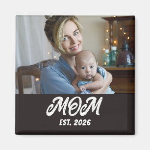 Foto Schwarz Weiß Schrift Mama Gegründet Magnet