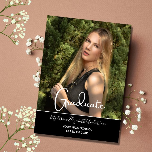 Foto Schwarz-weißer formaler Abschluss an der High Einladung (Von Creator hochgeladen)