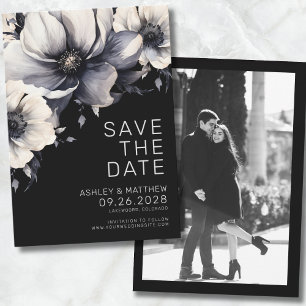 Foto Schwarze Blumige Hochzeit Save The Date