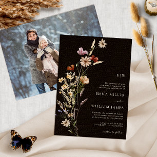 Foto Schwarze Boho-Hochzeitseinladung Einladung