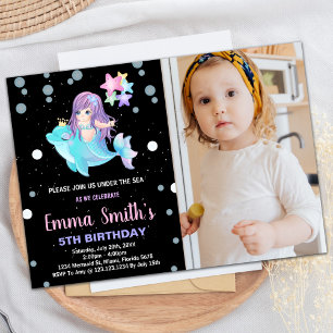 Foto Schwarze Meerjungfrau Einladungen mit Delfin