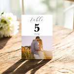 Foto Script Calligraphy Modern Wedding Tischnummer<br><div class="desc">Foto</div>