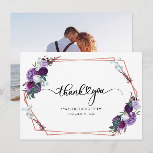 Foto Script Floral Wedding Dankeskarte