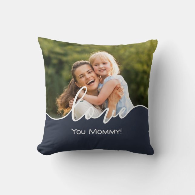 Foto Script Liebe Mama Throw Kissen (Vorderseite)
