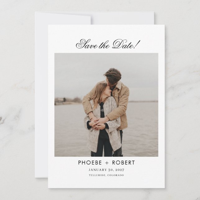 Foto-Script Moderene Hochzeit Save The Date (Vorderseite)
