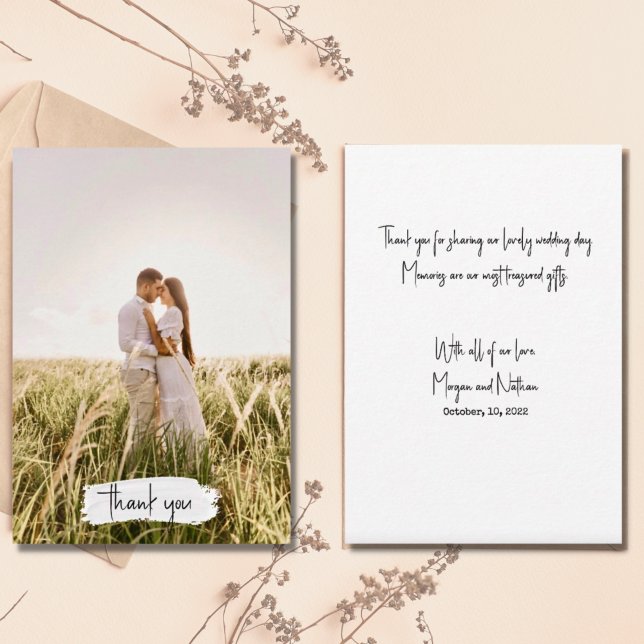 Foto Script Simple Elegante Wedding Dankeskarte (Von Creator hochgeladen)