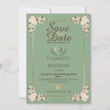 Foto Script White Floral Wedding Save the Date