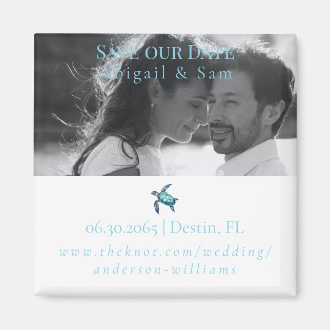 Foto Sea Turtle Beach Hochzeit Save the Date Magnet (Vorne)