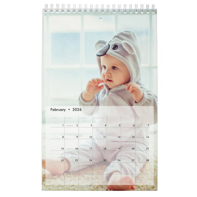 Foto-Seitenlayoutkalender für benutzerdefinierte S Kalender (Feb 2026)