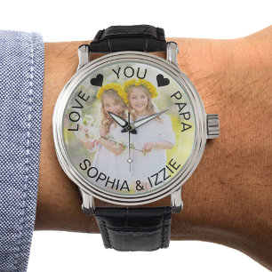 Foto Semi Transparente Grenze Personalisiert Papa Armbanduhr