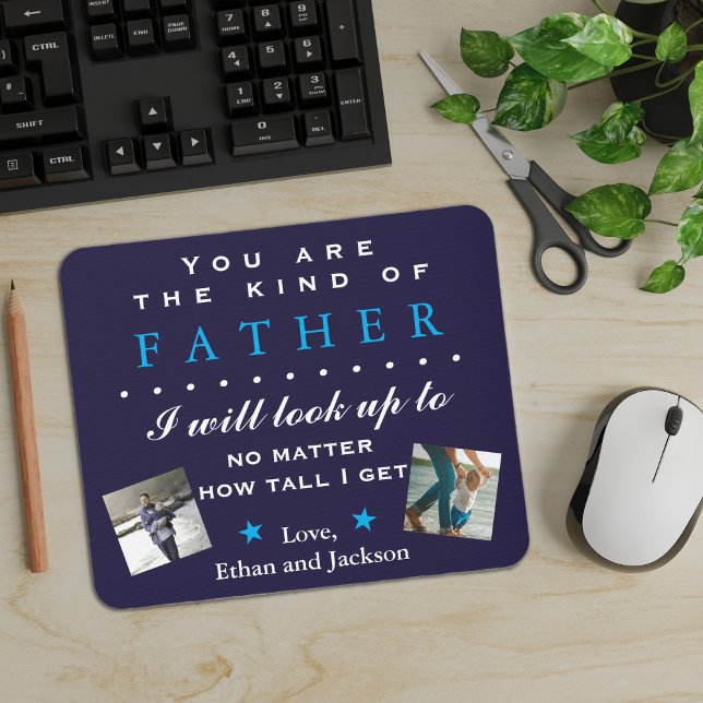 Foto sentimentales Vater-Tag oder Geburtstag Mousepad (Father's Day or Dad's Birthday custom photo mousepad gift.)