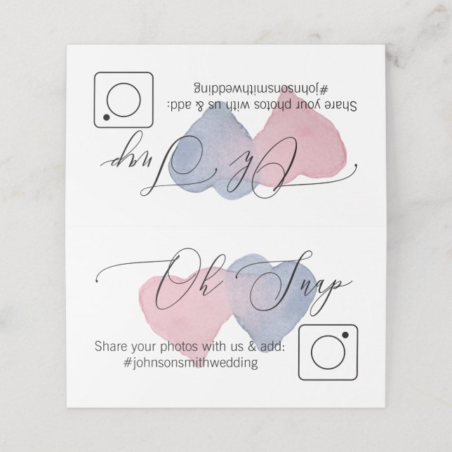 Foto-Share Folgekarte #hashtag-Hearts Platzkarte (Außenseite Aufgefaltet)