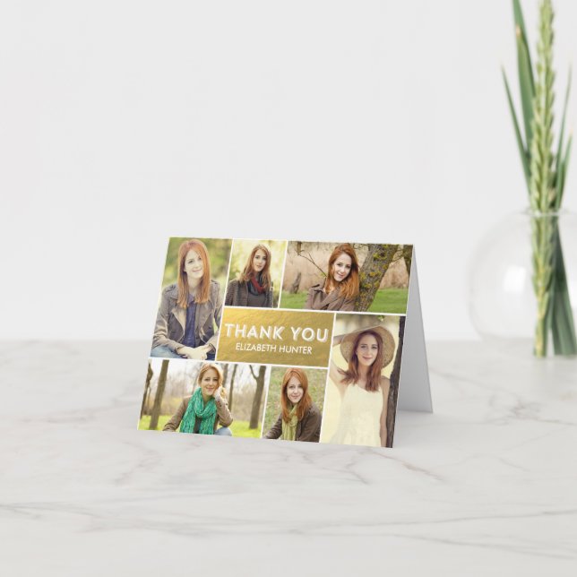 Foto Showcase Abschluss Danke Karte - Gold (Vorderseite)