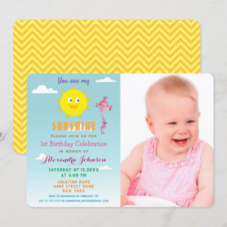 Foto Sie sind mein Sonnenschein, Mädchen 1. Geburt Einladung