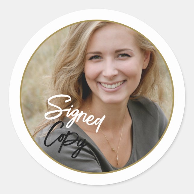 Foto "Signed Copy" Buchsignierung des Autors Runder Aufkleber (Vorderseite)