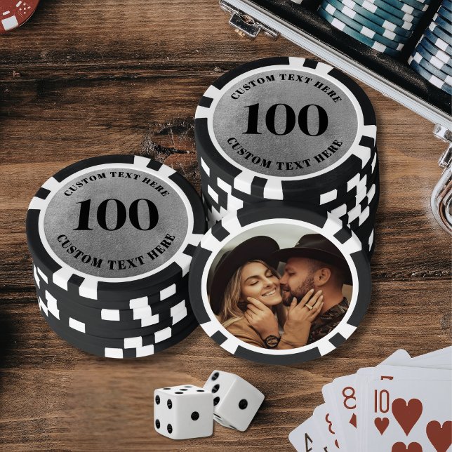 Foto Silber 100 nummeriert Pokerchips (Photo Silver 100 Numbered Poker Chips)