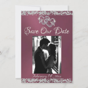 Foto, Silberherz und Glitzer - Lavendel Save The Date