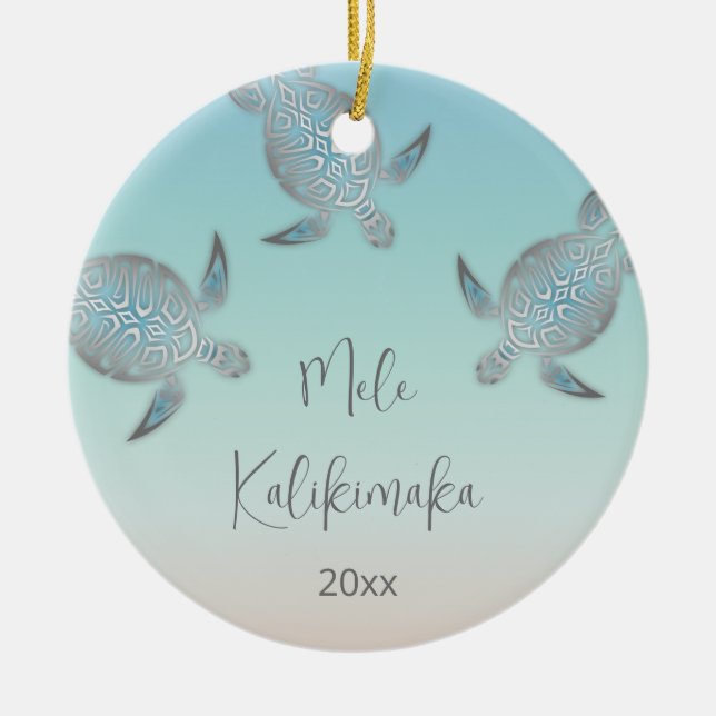 FOTO Silberschildkröten | Mele Kalikimaka Keramik Ornament (Vorne)