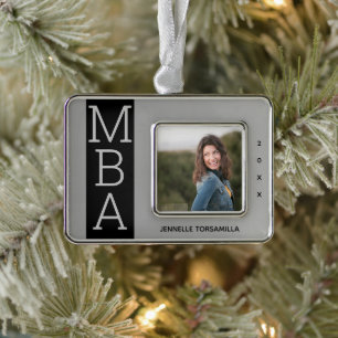 Foto Silver Black MBA Abschluss Rahmen-Ornament Silber