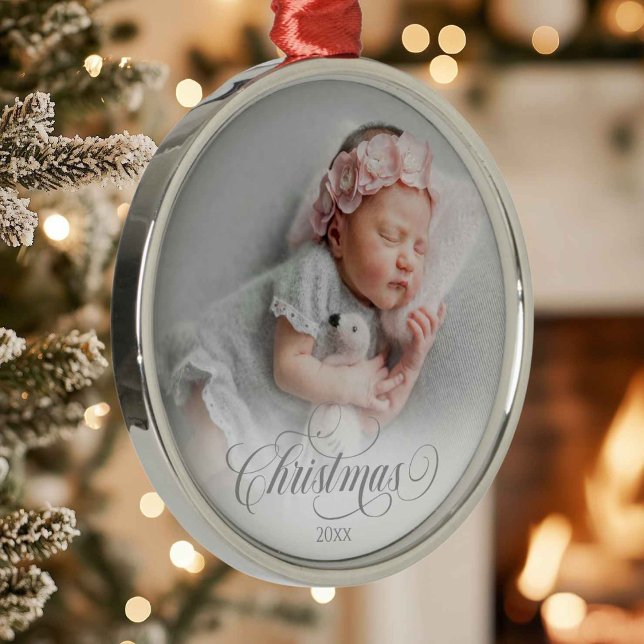 Foto Silver Christmas Script Ornament Aus Metall (Von Creator hochgeladen)