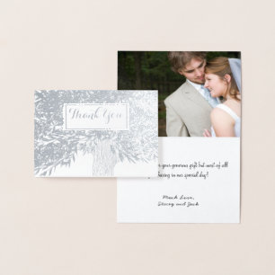 Foto Silver Foil Initials Tree Trunk Vielen Dank Folienkarte