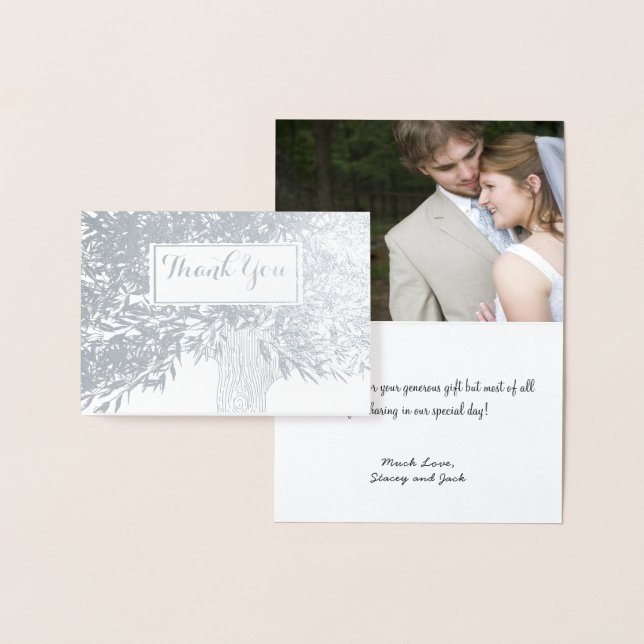 Foto Silver Foil Initials Tree Trunk Vielen Dank Folienkarte (Anzeige)