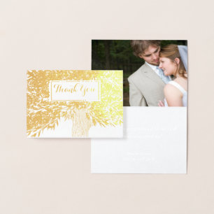 Foto Silver Foil Wedding Initials Tree Vielen Dank Folienkarte