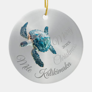 FOTO Silver Turtle   Mele Kalikimaka   Keramik Ornament