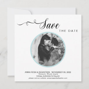 *~* FOTO Simple Aqua Blue Wedding Save the Date