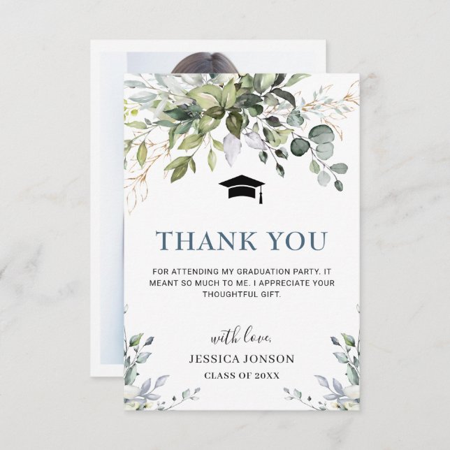 FOTO Simple Elegante Eucalyptus Foliage Abschluss Dankeskarte (Vorne/Hinten)