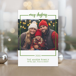 Foto Simple Frame - Minimal Frohe Weihnachtsgrün Feiertagskarte