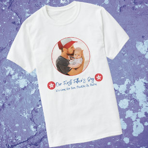 Foto Simple Niedlich Modern Daddy First Vathday T-Shirt