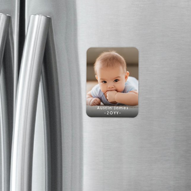 Foto & Simple White Text Unique Modern Keepsake Magnet (Von Creator hochgeladen)