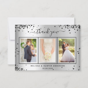 Foto-Skript für Hochzeitssilber-Glitzer Dankeskarte