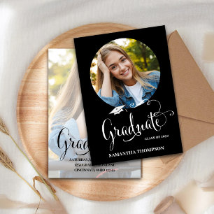 Foto-Skript für Schwarz-Weiß-Graduation Einladung