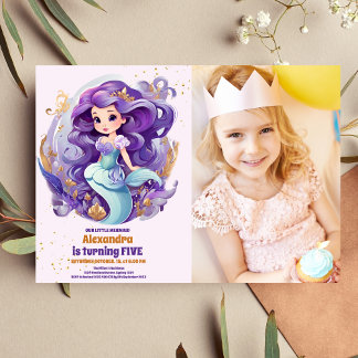 Foto Sleek Mermaid unter dem Meer Geburtstag Einladung