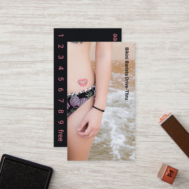 Foto Smile Bikini Coffee Drive-Thru Treuekarte (Vorderseite/Rückseite Beispiel)