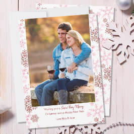 Foto Snow Sehr frohe Script Red Snowflake Feiertagskarte